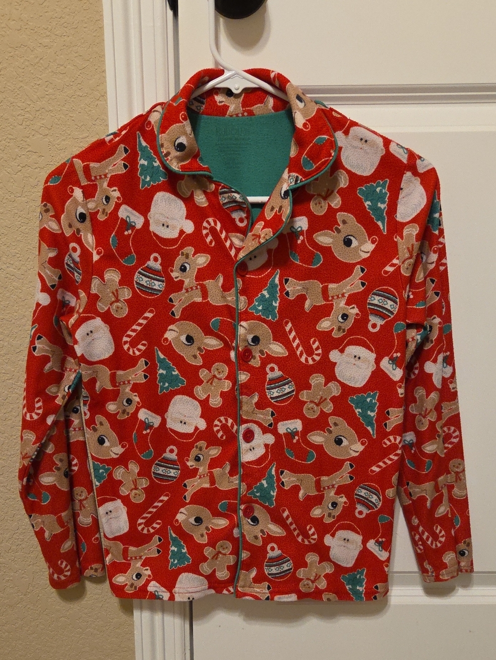 Kids Rudolph Christmas Print Pajamas Size L 10/12